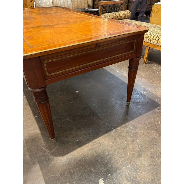 Large 19th C. French Louis XVI Walnut Bureau Plat For Sale - Image 9 of 11