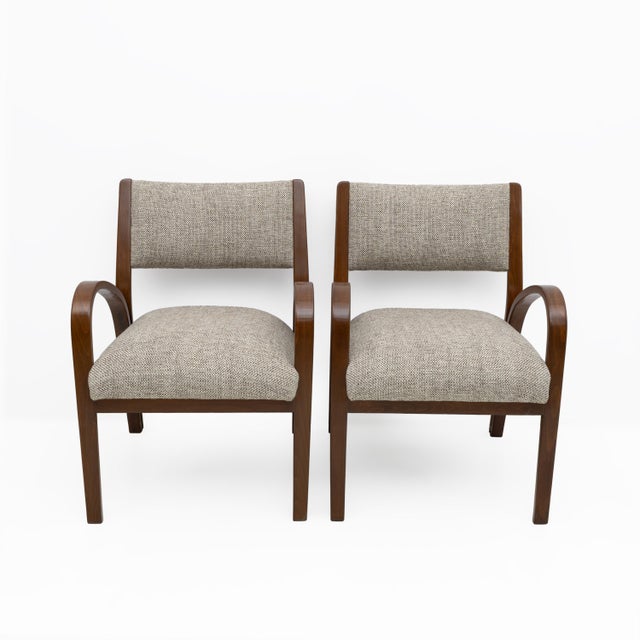 Art Deco Italian Fabric Armchairs and Small Sofa, 1930s, Set of 3 For Sale - Image 4 of 11