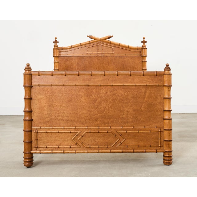 Traditional 19th Century English Aesthetic Movement Faux Bamboo Maple Bed For Sale - Image 3 of 18