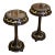 Set of 2 French Neoclassical Side Tables – Dark Wood, Glass Tops & Gold Leaf Details For Sale