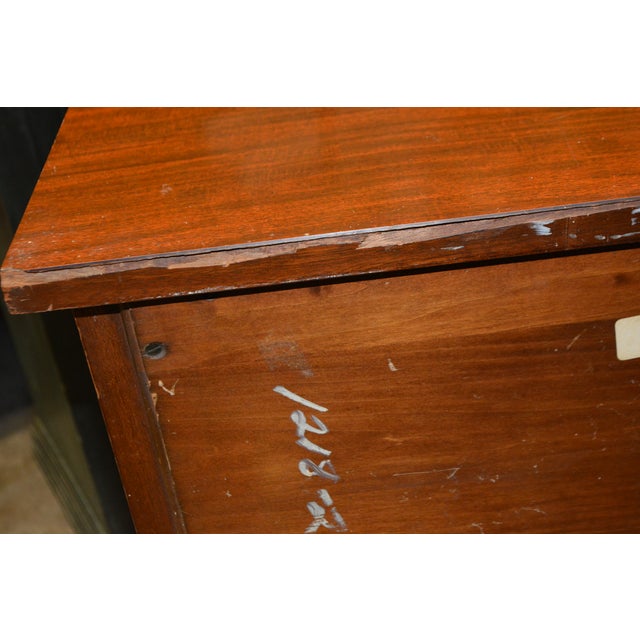 Vintage 1960s Federal Biggs Furniture 3 Drawer Solid Dark Mahogany Writing Desk For Sale - Image 16 of 18