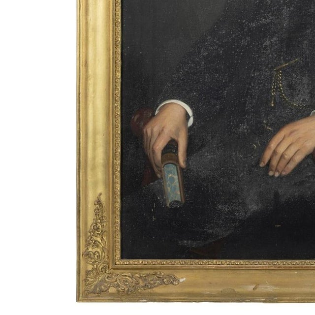 J. Stewart, Portrait of a Gentleman, Oil on Canvas For Sale - Image 3 of 6