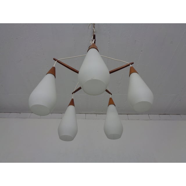Danish Teak and Glass Spider Ceiling Lamp, Denmark, 1960s For Sale - Image 6 of 17