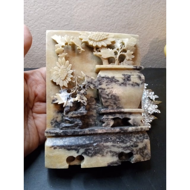 1920s 1920s Gorgeous Chinese 3d High Relief Carved Soapstone Decor or Bookend For Sale - Image 5 of 7