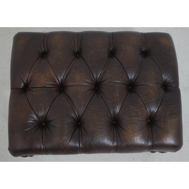 Stickley Tufted Leather Leopold Chair & Ottoman For Sale - Image 16 of 18