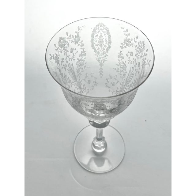 1940s 1940s American Tiffin Franciscan “Love Lace” Pair of Water Glasses For Sale - Image 5 of 6