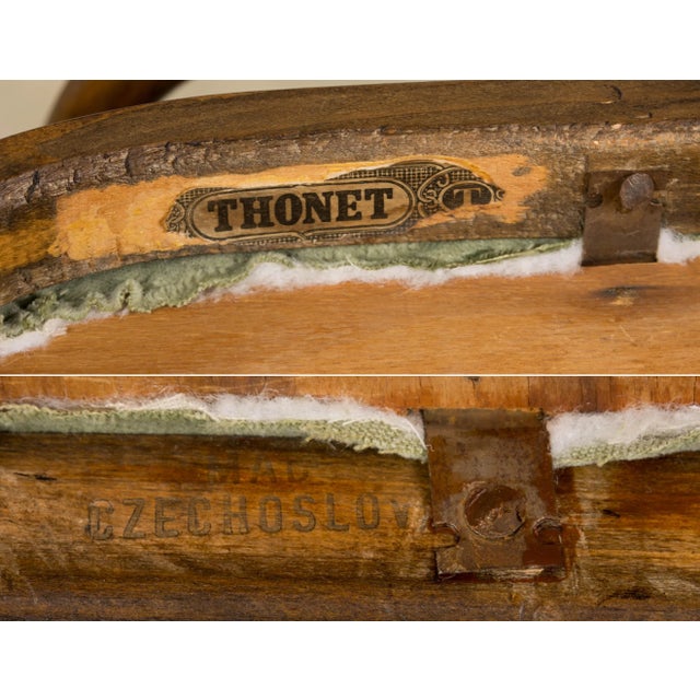 1950s Thonet Bentwood Armchairs in Willow Green Velvet - Set of 6 For Sale - Image 18 of 18