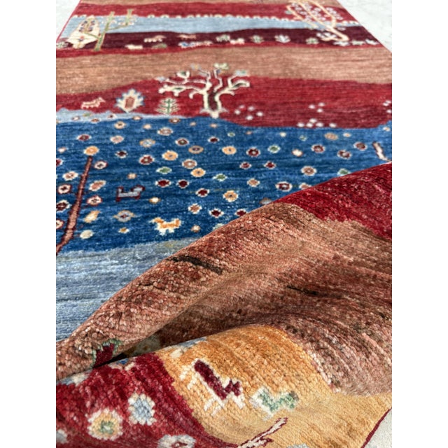 Burgundy Persian Style Gabbeh Rug Runner, 02'09 X 06'08 For Sale - Image 11 of 12