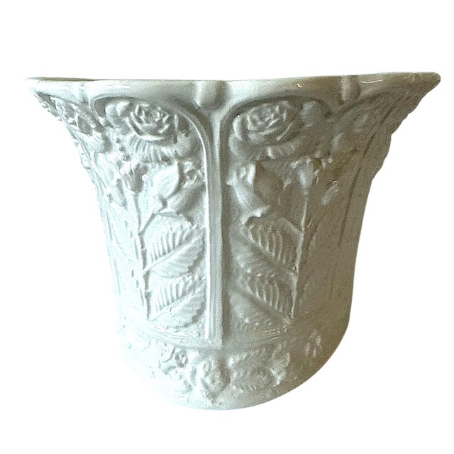 Tiffany and Co. Late 20th Century Tiffany & Co. 'Made in Italy' Neoclassical Style White Ceramic Cachepot For Sale - Image 4 of 5
