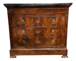 19th Century Louis Philippe Flam Mahogany Marble Top Chest of Drawer / Commodes
