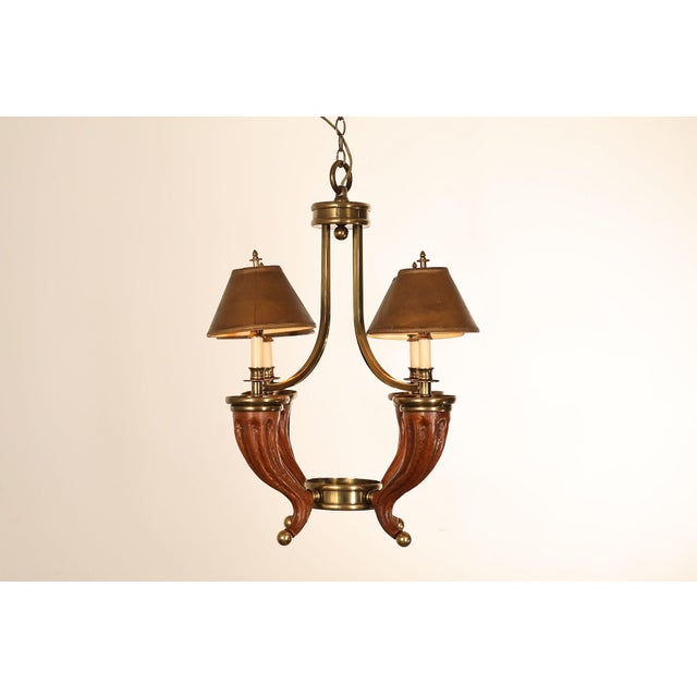 Chapman Manufacturing Company Chapman Horn Four Light Chandelier For Sale - Image 4 of 18