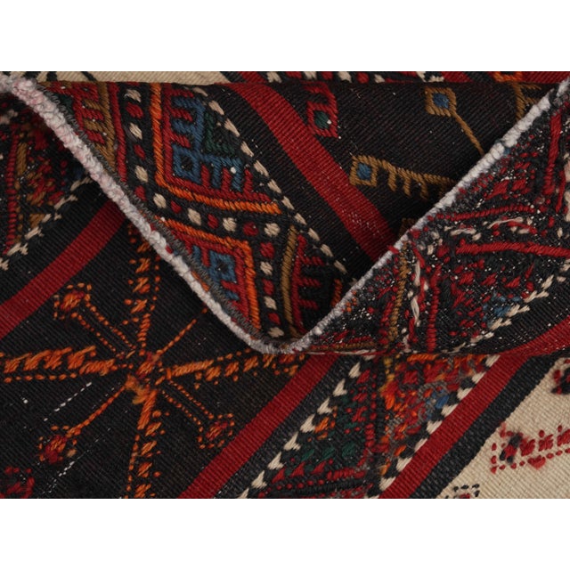 1970s Vintage Handmade Wool Cotton Red Kilim Area Rug For Sale - Image 9 of 11