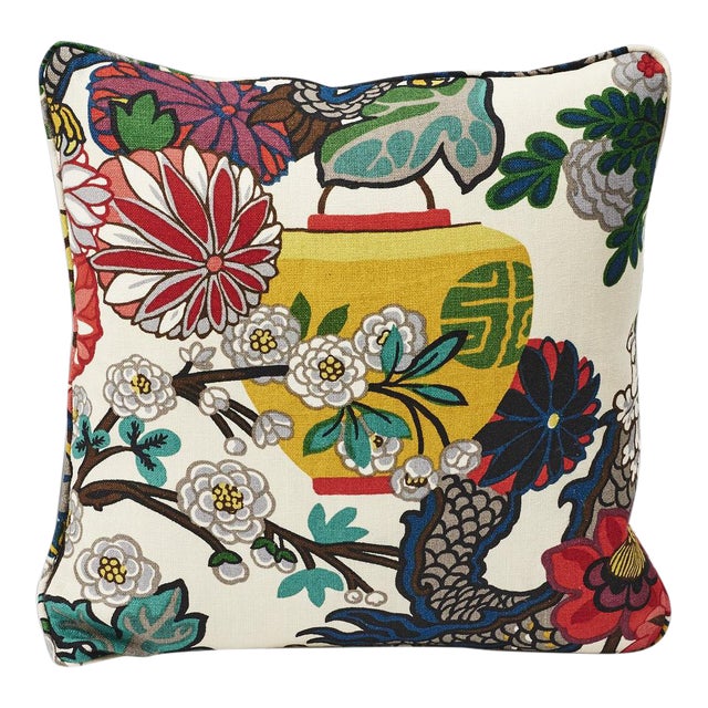 Schumacher Chiang Mai Dragon Alabaster Linen Double Sided Pillow