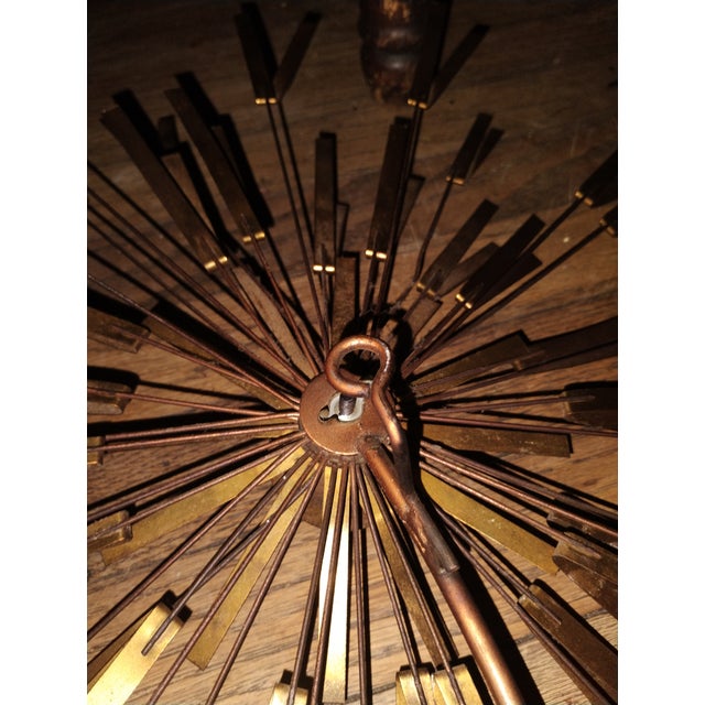 Gold Mid Century Modern Brutalist Brass and Copper Four Starburst Wall Sculpture For Sale - Image 8 of 12