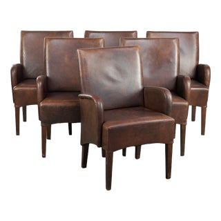 Dining Armchairs in Cow Leather, Set of 6 For Sale