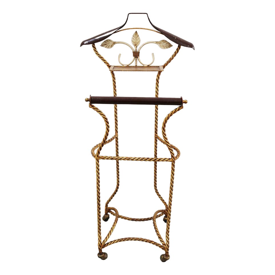 Hollywood Regency Italian Gilt Metal Valet, 1970s | Chairish