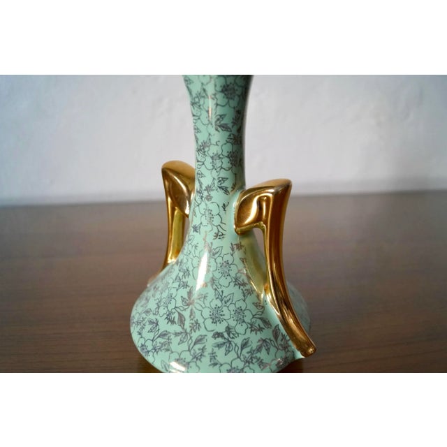 Ceramic 1950’s Mid-Century Modern Small Ceramic & 22k Gold Vase For Sale - Image 7 of 11