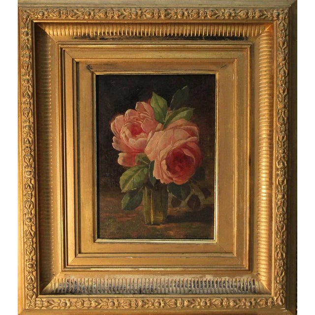 Franz Geerts, Roses in a Vase, 1902, Oil on Wood, Framed For Sale - Image 8 of 8