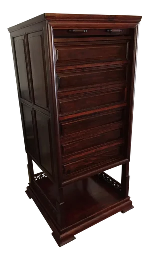 Mid-20th Century Chinese Rosewood Jewelry Cabinet With Tambour Front