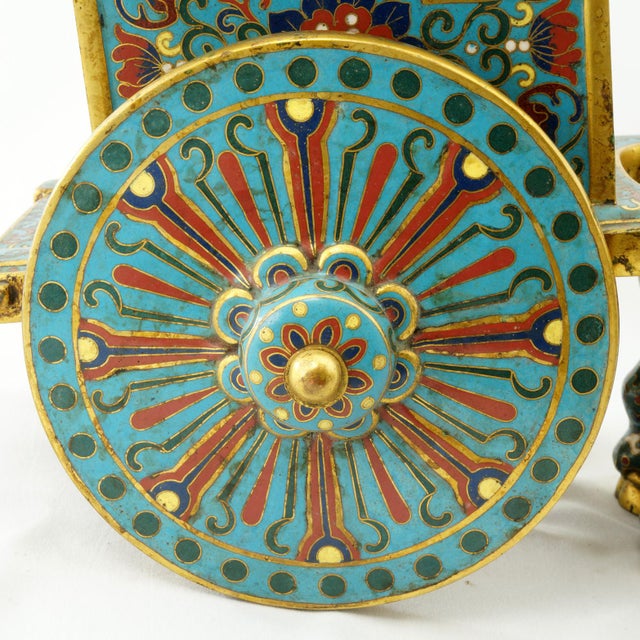 Chinese Brass Gilt Ox Drawn Cart With Cloisonné and Enamel 20th Century For Sale - Image 10 of 18