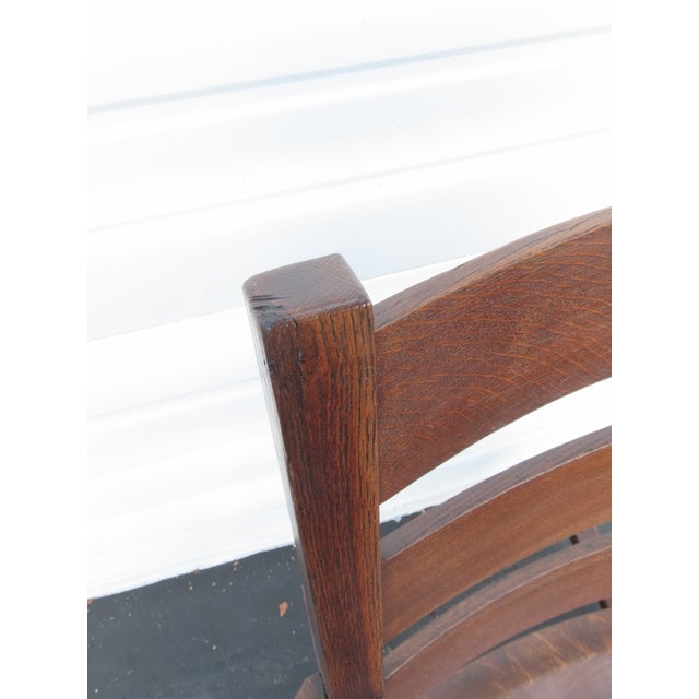 Wood Early 1900s Art and Craft Tiger Oak Rocking Chair 6409 For Sale - Image 7 of 15
