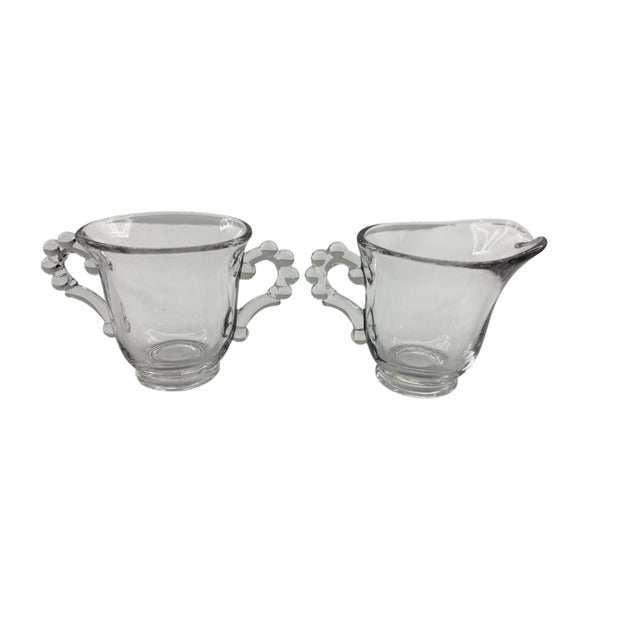 Mid-Century Modern Mid 20th Century Imperial Glass Candlewick Cream & Sugar Set For Sale - Image 3 of 8