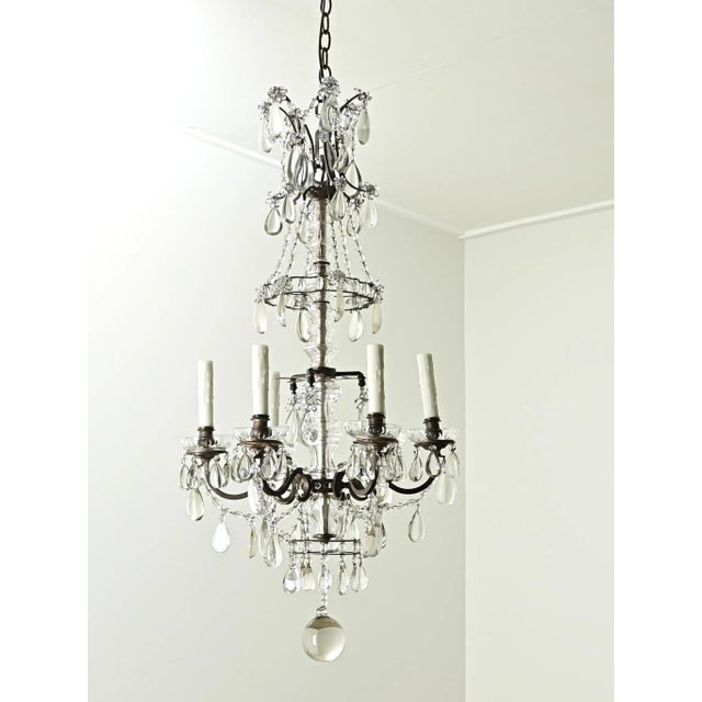 Late 19th Century French 19th Century Brass & Crystal Chandelier For Sale - Image 5 of 12