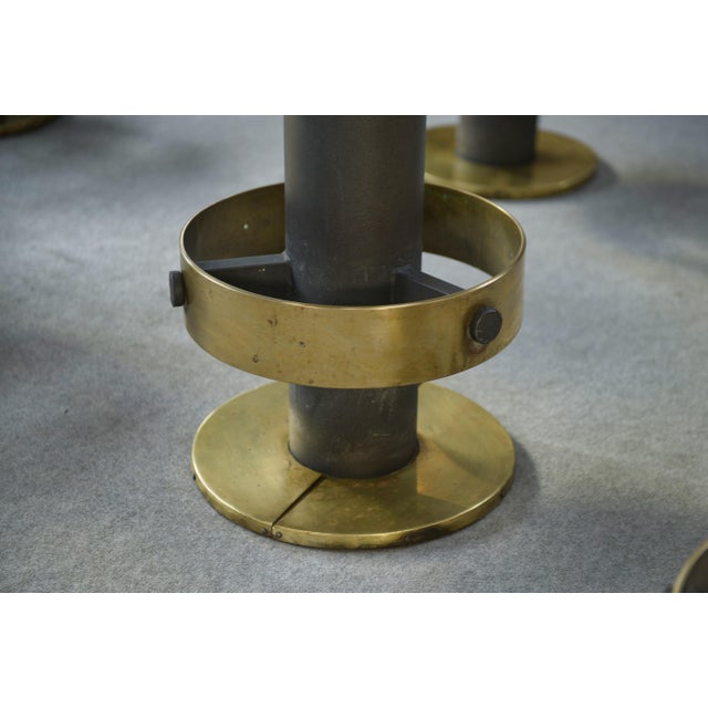 Contemporary Steel and Brass Stools, 1980s, Set of 6 For Sale - Image 3 of 16
