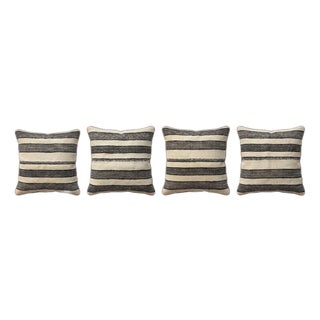 Gray Striped Kilim Pillow Cover 22'' X 23'' - Set of Four For Sale