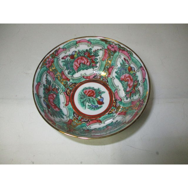 Vintage Hand Painted Porcelain Rose Medallion Mid Century Dinnerware, 5 Pc For Sale - Image 9 of 11