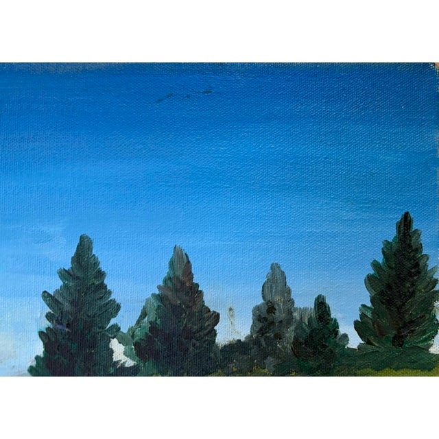 Mid-Century Modern Landscape Painting - Blue Pond For Sale - Image 3 of 7