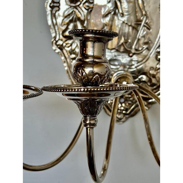 Pair of AntiqueSilvered Figural Wall Sconces, Europe, 19th Century For Sale - Image 14 of 14