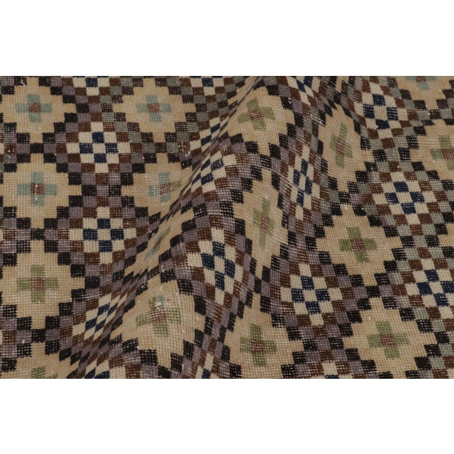Textile Vintage Distressed Rug With Diamond Mosaic and Geometric Borders - Rug & Kilim For Sale - Image 7 of 10