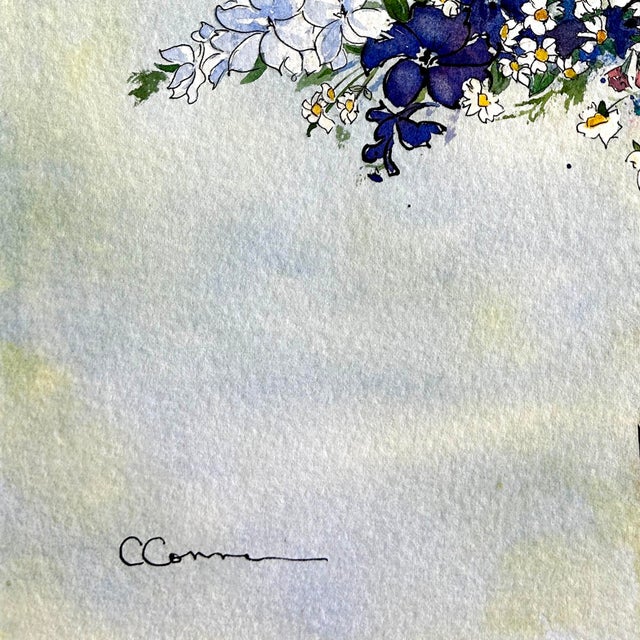 Original Watercolor Painting “Blue Larkspur” For Sale - Image 4 of 7