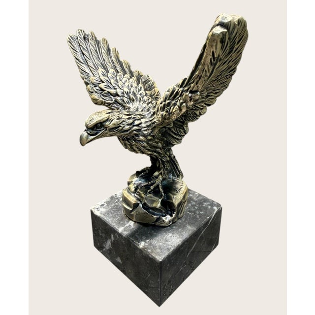 Vintage a Lucchesi Signed Italian Eagle Sculpture Marble Base 6.75" For Sale In Dallas - Image 6 of 9