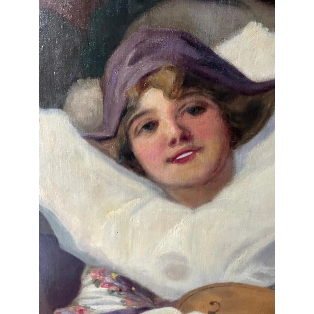 Richard Geiger Large Oil on Canvas Master Painting Scene, Commedia Dell’arte. For Sale - Image 11 of 13