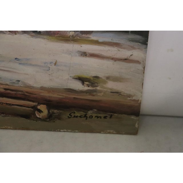 Brünn 1913 geb.) 2 Bilder "Heuernte", "Schlittenfahrt", rechts unten signiert Suchomel, Öl auf Hartfaserplatte, ca. 25 x...