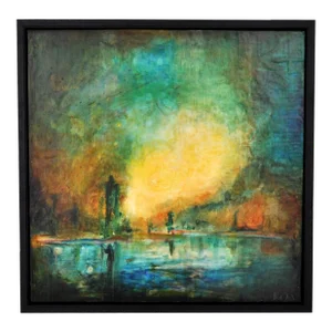 Molly Cliff Hilts Modernist Encaustic Painting "New Orleans" Pacific Northwest Artist Molly Hilts