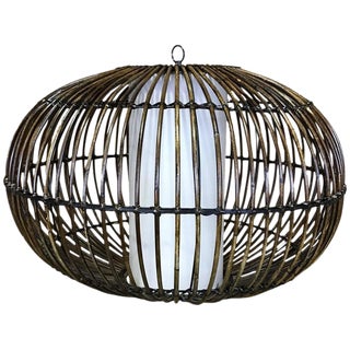 Rattan Chandelier, circa 1968 For Sale