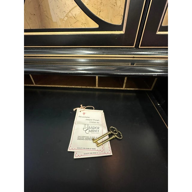 Mid 20th Century Vintage Black Lacquered Chinoiserie Bubble Glass Display Cabinet by Jasper Cabinet Company For Sale - Image 10 of 12