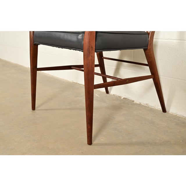 Paul McCobb for Directional Mid-Century Modern Sculpted Walnut Cane Back Armchairs, Pair For Sale - Image 10 of 13