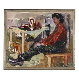 Jerzy Luczak-Szewczyk, Figure Composition, 1950s, Oil on Panel, Framed For Sale
