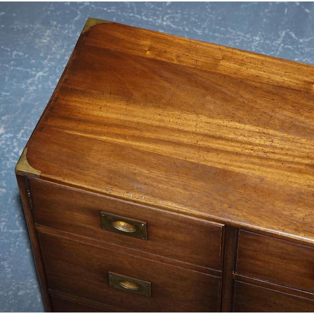 Wood English Military Campaign Sideboard with Brass Fittings from Bevan Funnel, 1950s For Sale - Image 7 of 17