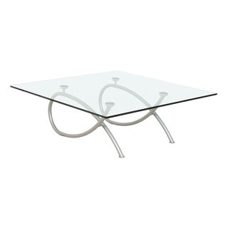 Glass and Silver Metal Coffee Table from Rolf Benz For Sale