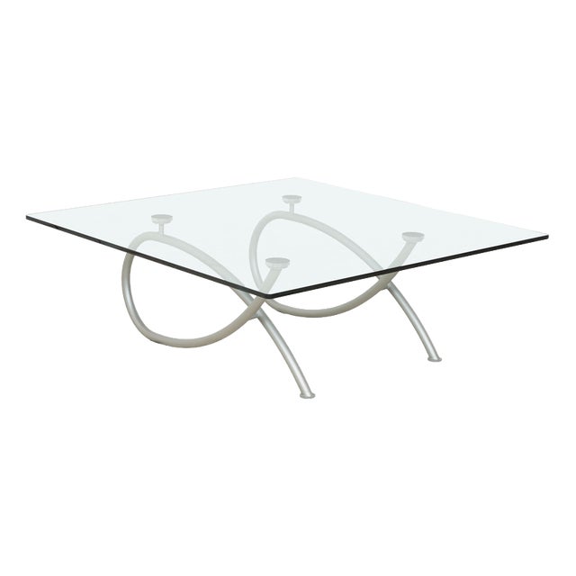 Glass and Silver Metal Coffee Table from Rolf Benz For Sale
