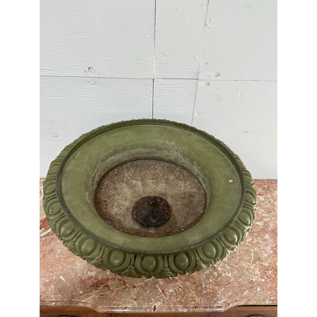 Army Green Large 19th Century Green Cast Iron Urns For Sale - Image 8 of 12