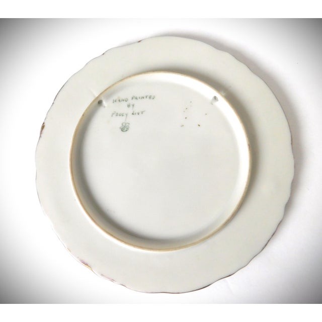 1900 - 1909 Antique Limoges Victorian Porcelain Hand-Painted Floral Trivet, Signed Peggy List For Sale - Image 5 of 9