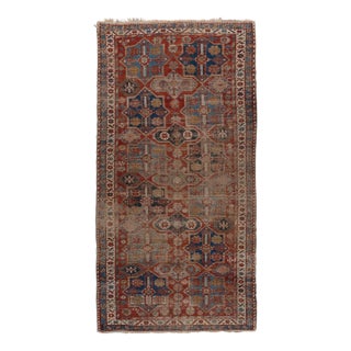 Antique Circa 1890 Red Lightly Distressed Caucasian Shirvan Hand Woven Rug 5'3 X 10' For Sale