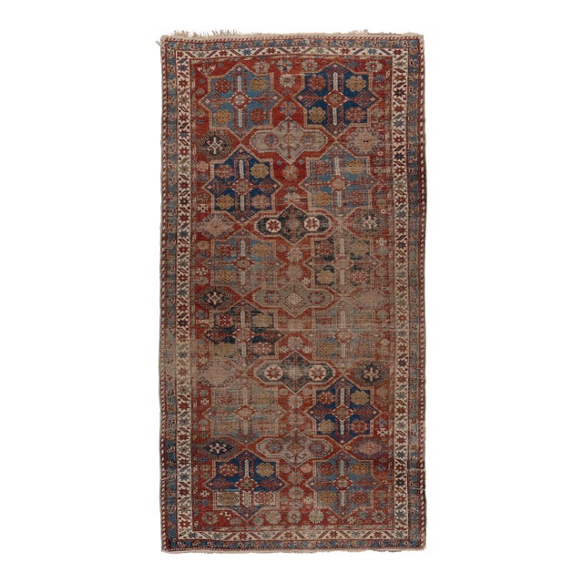 Antique Circa 1890 Red Lightly Distressed Caucasian Shirvan Hand Woven Rug 5'3 X 10' For Sale