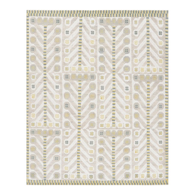 Rug & Kilim’s Scandinavian Style Rug in Off-White and Beige Geometric Patterns - 9x12 For Sale